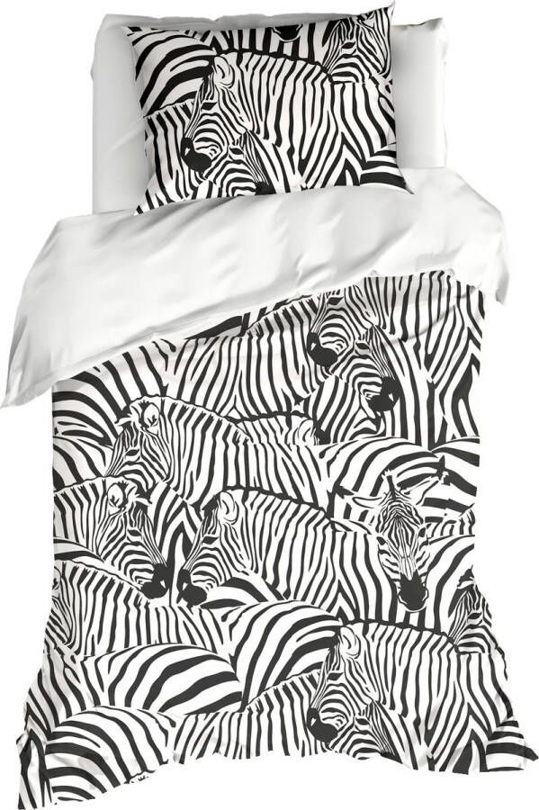 De Witte Lietaer Dekbedovertrek Zebra Eggshell Eenpersoons 140 x 200 220 cm Katoen Satijn