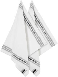De Witte Lietaer DISH keukenhanddoek halflinnen hotelkwaliteit Off-White en zwart set van 2