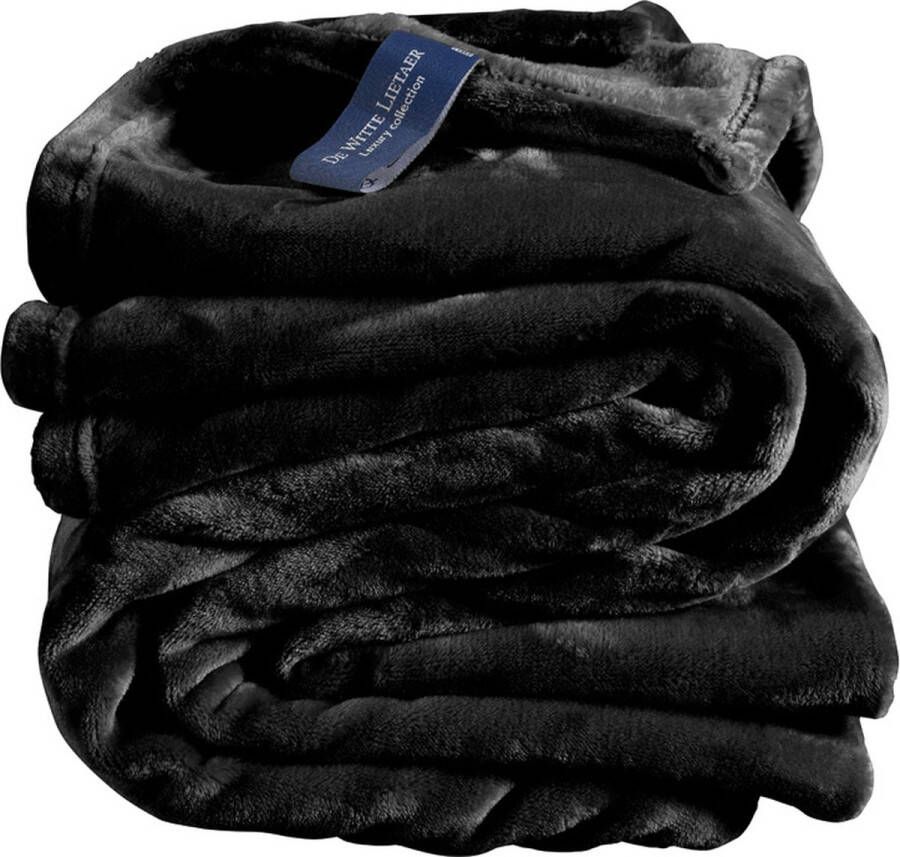 De Witte Lietaer Fleece deken Cosy Black 150 x 200 cm Zwart