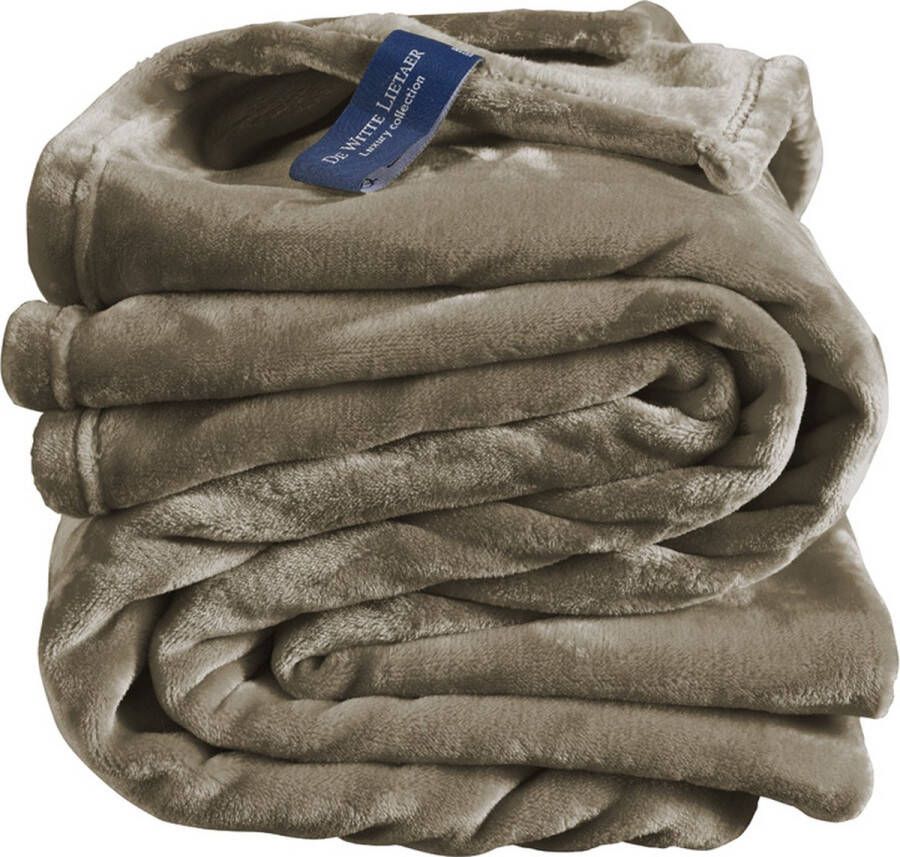 De Witte Lietaer Fleece deken Cosy Taupe 150 x 200 cm Taupe