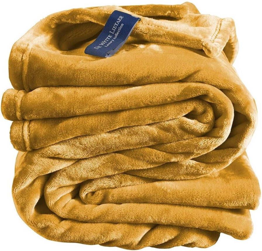 De Witte Lietaer Fleece deken Golden Yellow 150 x 200 cm Geel