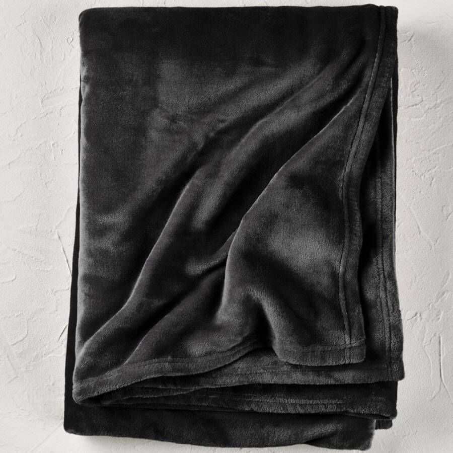 De Witte Lietaer Fleece deken Snuggly Black- 150 x 200 cm Zwart