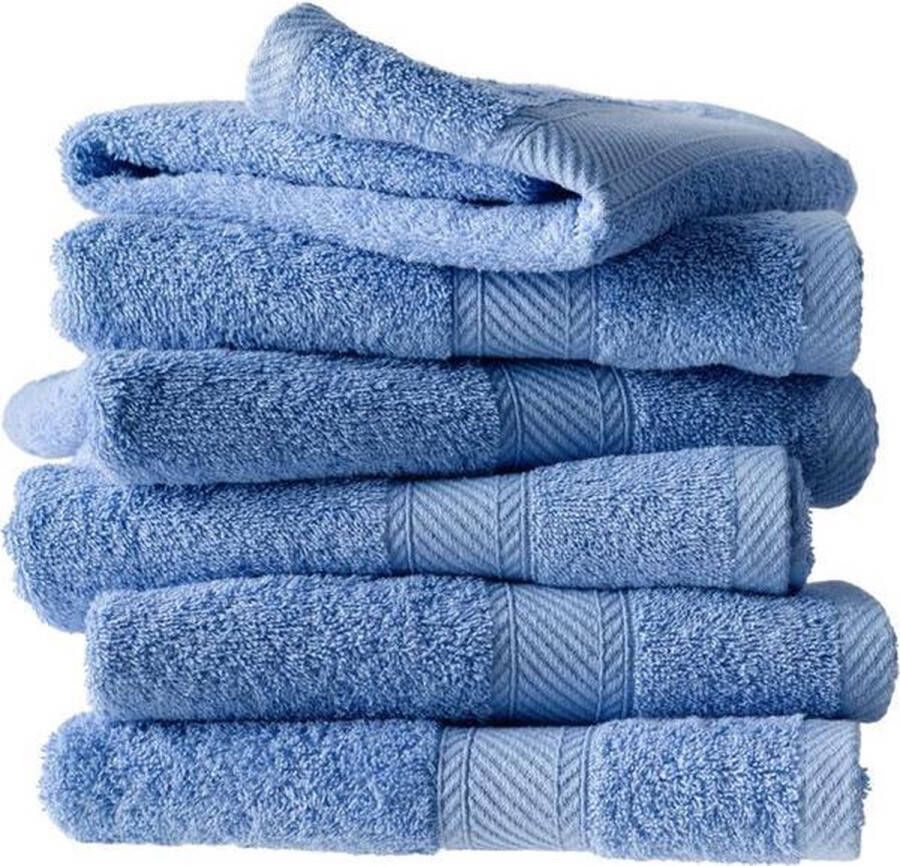 De Witte Lietaer Hélène Washandjes badhanddoeken & douchelakens Sky blue Set van 6