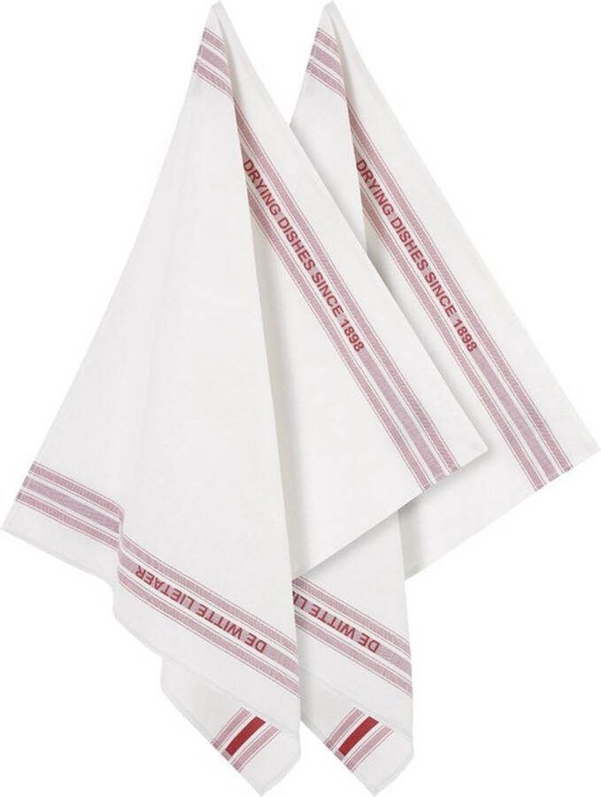 De Witte Lietaer keukenhanddoek Theedoek Dish Rood 6 stuks 65 x 70 cm Katoen Linnen