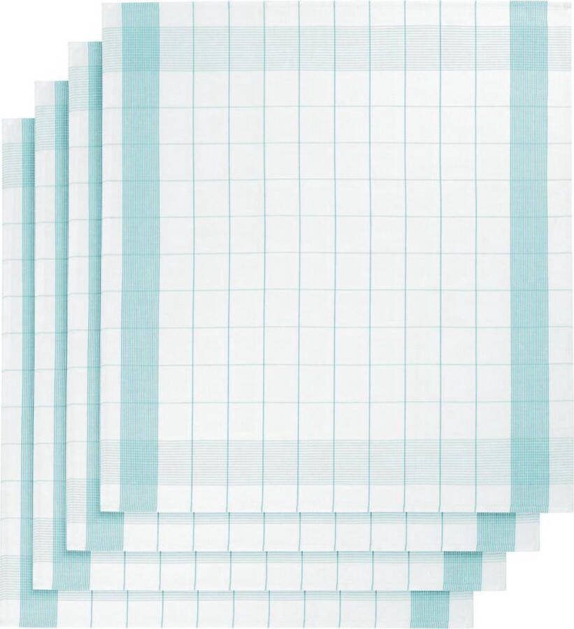 De Witte Lietaer set van 6 keukenhanddoeken kleur wit aqua