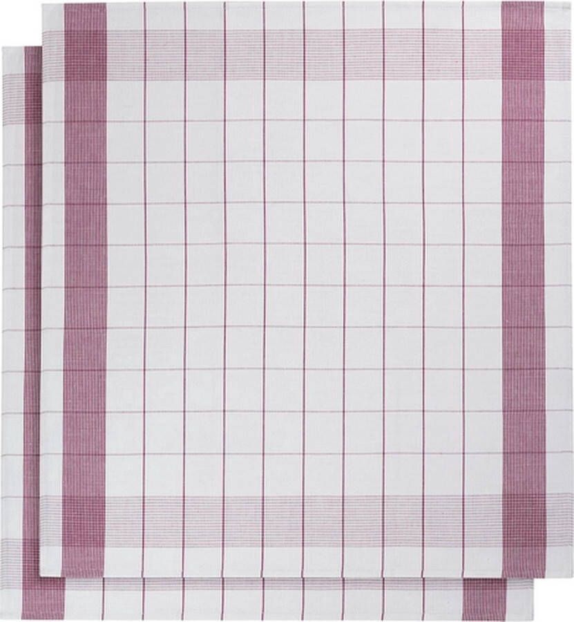 De Witte Lietaer set van 6 keukenhanddoeken kleur wit fuchsia
