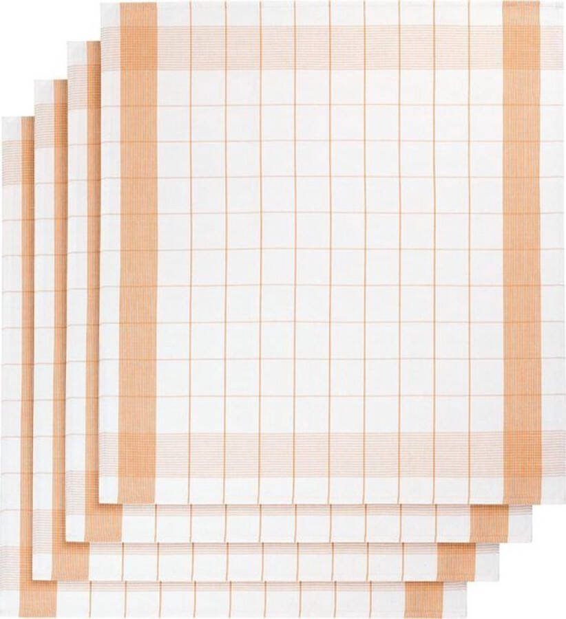 De Witte Lietaer set van 6 keukenhanddoeken kleur wit orange