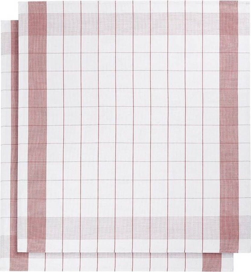 De Witte Lietaer set van 6 keukenhanddoeken kleur wit rood