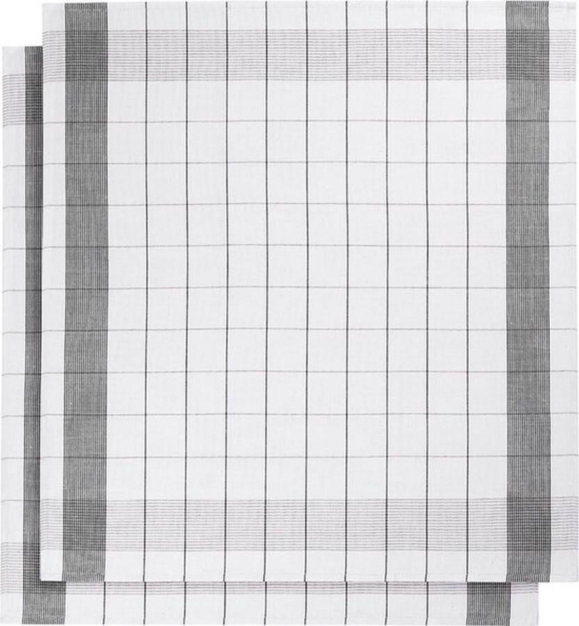 De Witte Lietaer set van 6 keukenhanddoeken kleur wit zwart