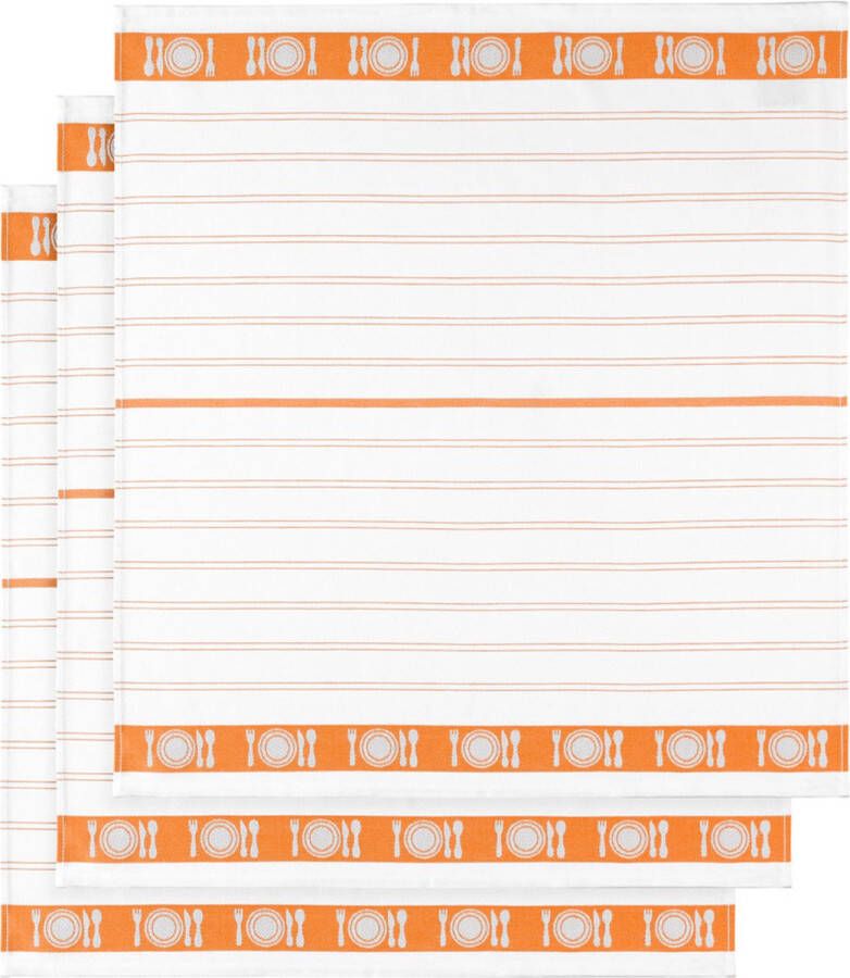 De Witte Lietaer Theedoek BML Oranje 3 stuks 65 x 65 cm Katoen