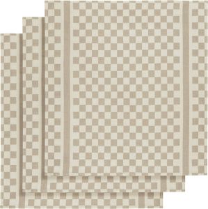 De Witte Lietaer Theedoek 65x70 Cm Katoen Wit lichtbruin 3 Stuks