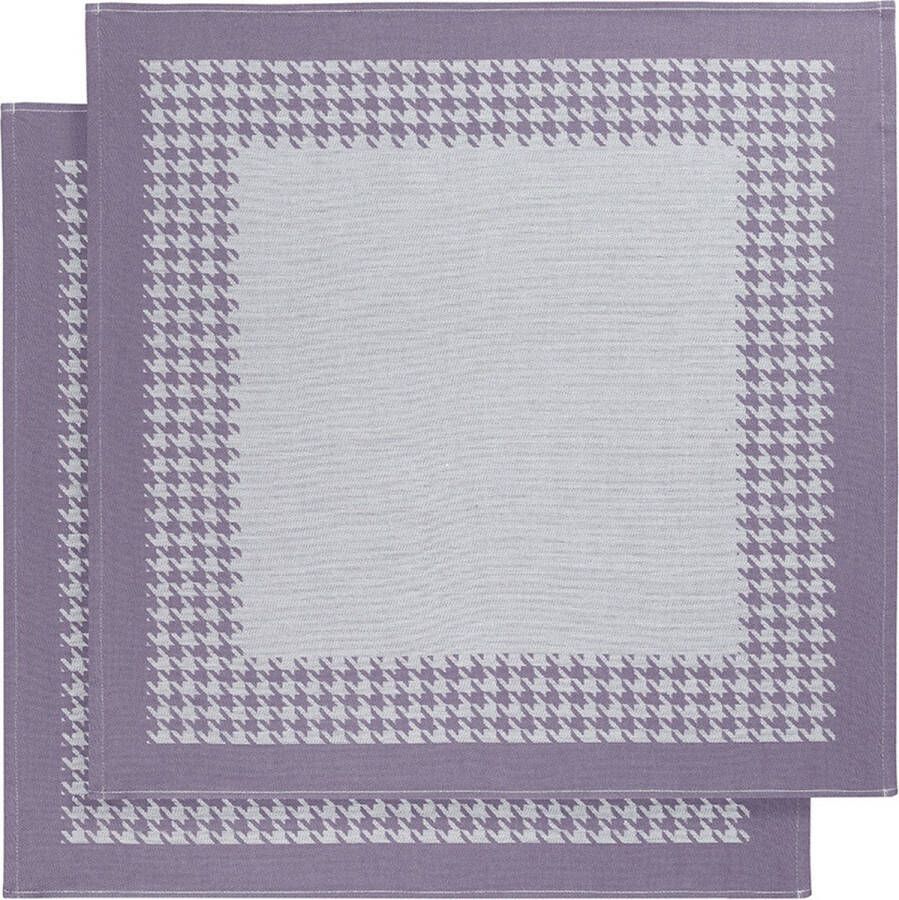 De Witte Lietaer Theedoek Pied de Poule Lavendel 2 stuks 65 x 65 cm Katoen