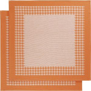 De Witte Lietaer Theedoek Pied De Poule Oranje 2 Stuks 65 X 65 Cm Katoen