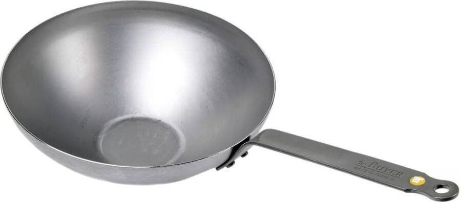 DeBuyer De Buyer Carbone Wokpan Ø Bovenaan 28 cm Plaatstaal zonder PFAO en PTFE Geen Inductie Natuurlijk wax anti aanbaklaag