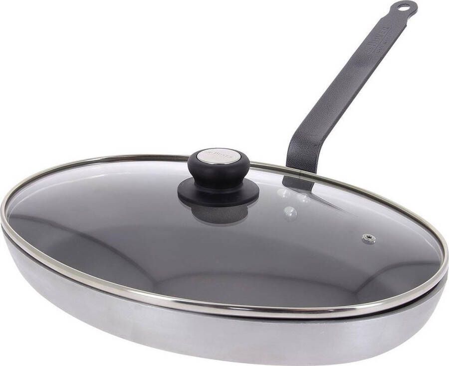 DeBuyer De Buyer Choc Resto Induction Ovale Vispan met Glazen Deksel 36cm Aluminium
