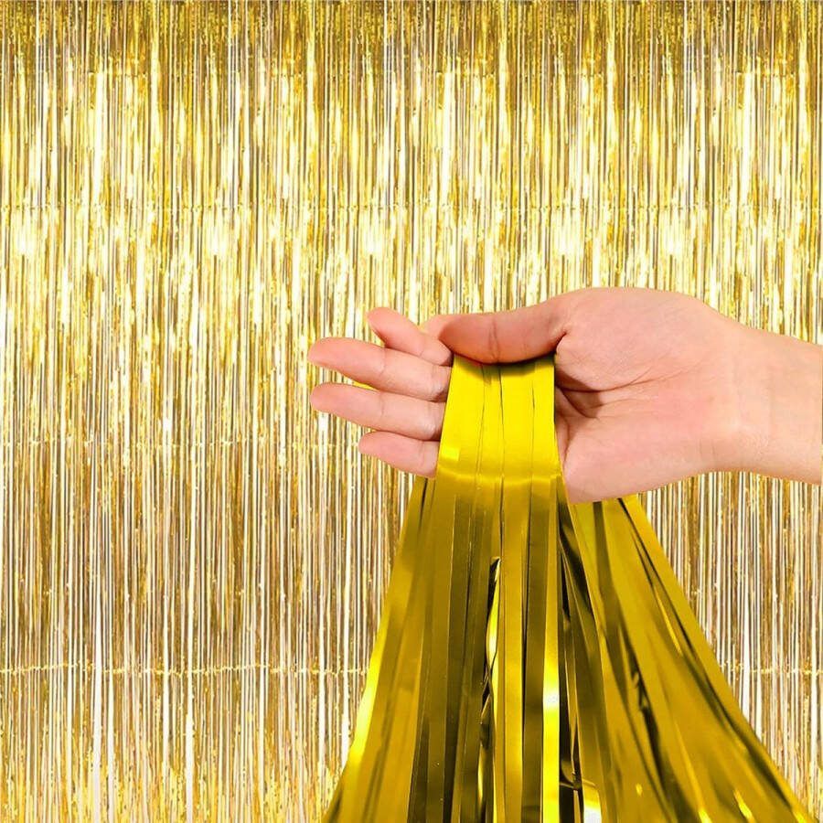 Decarro Deurgordijn Glittergordijn Goud Verjaardag Versiering Glitter Gordijn 200*100 Cm