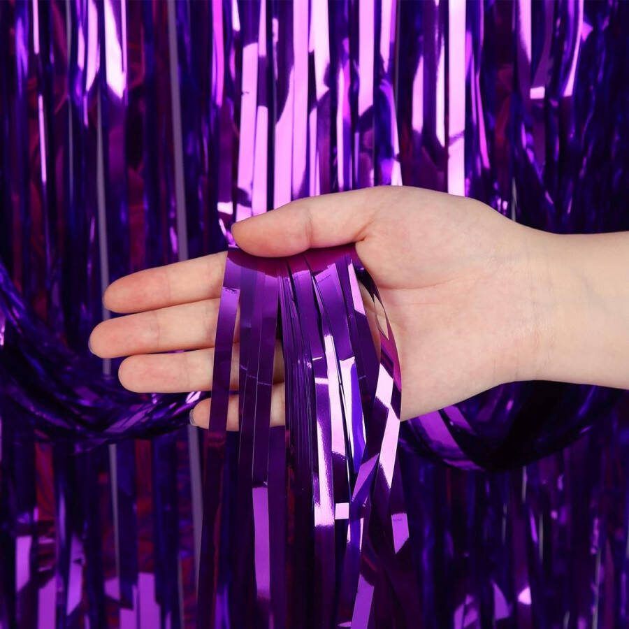 Decarro Deurgordijn Glittergordijn Paars Verjaardag Versiering Glitter Gordijn 200*100 Cm 2 Stuks