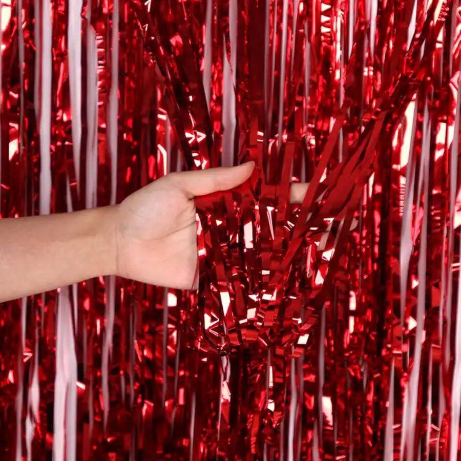 Decarro Deurgordijn Glittergordijn Rood Verjaardag Versiering Glitter Gordijn 200*100 Cm