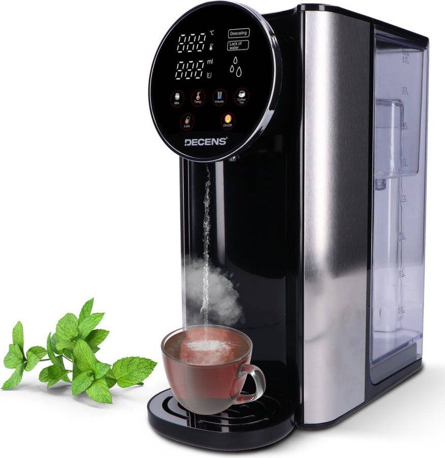 Decens Heetwater Dispenser 6 Temperatuur Opties Incl. 2 Waterfilters Instant Waterkoker Heetwatertap Warmwaterdispenser Touchscreen RVS