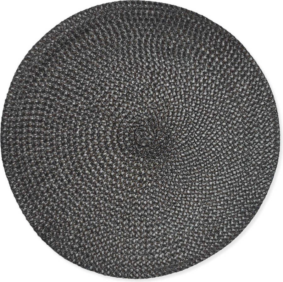 Deco & Design 4x Ronde Placemats- Urban Black Zwart Decoratie 38cm rond