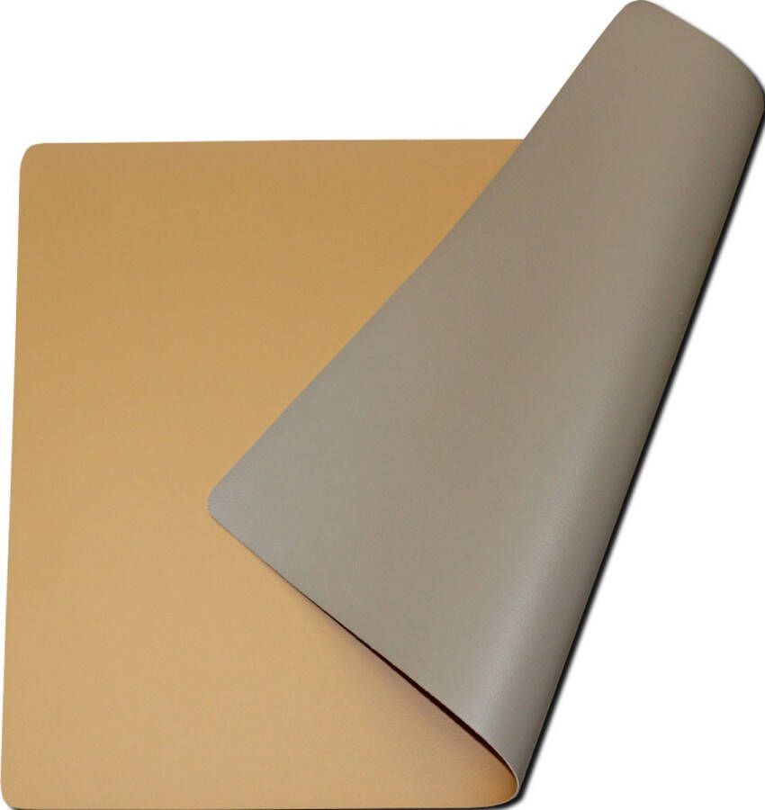 Deco & Design Placemats lederlook Set van 4 Dubbelzijdig Desert & Taupe 30x43cm Afwasbaar Kunstleer Leer Leder Kunststof