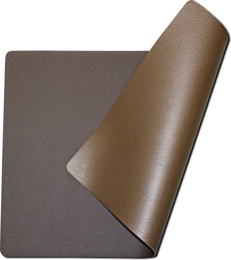 Deco & Design Placemats lederlook Set van 4 Dubbelzijdig Mocca & Koper 30x43cm Afwasbaar Kunstleer Leer Leder Kunststof