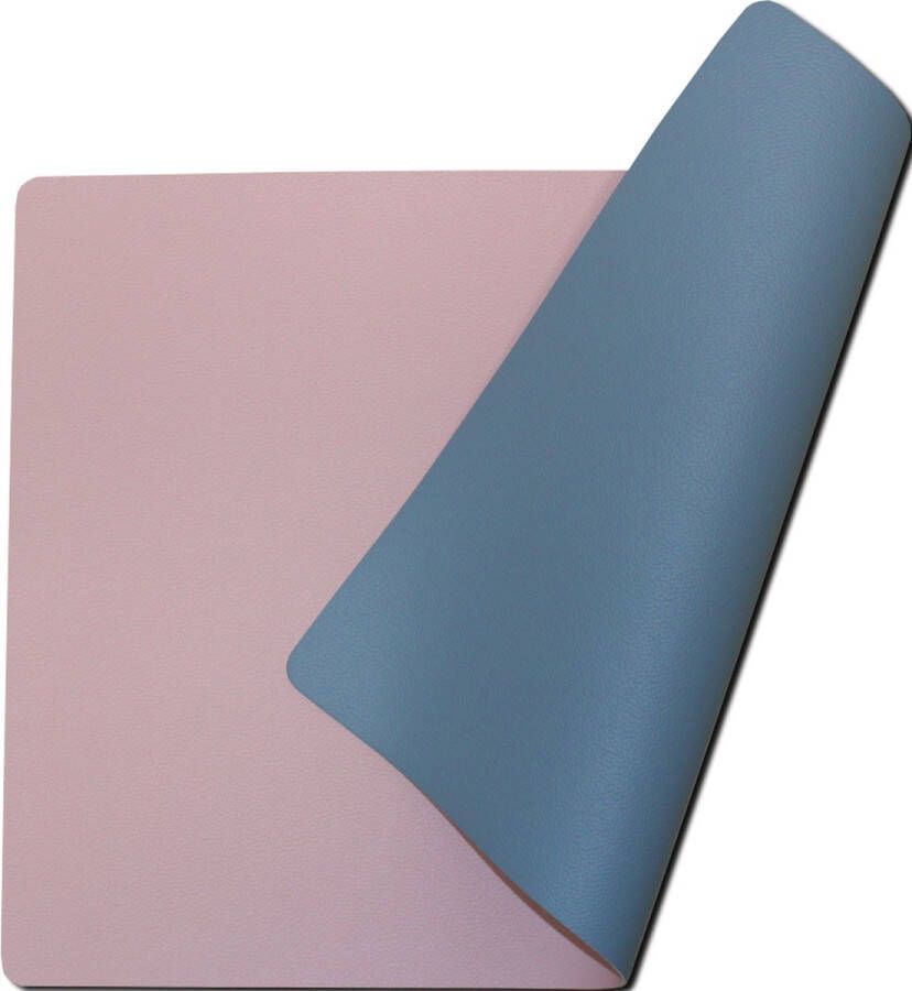 Deco & Design Placemats lederlook Set van 4 Dubbelzijdig Roze & Licht Blauw 30x43cm Afwasbaar Kunstleer Leer Leder Kunststof