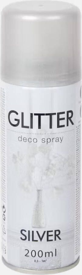 Deco spray Glitterspray Spuitverf Met Glitter en Diamant Effecten Zilver |Voor Binnen en Buiten| 200 ml kerstmis versiering kerstversiering