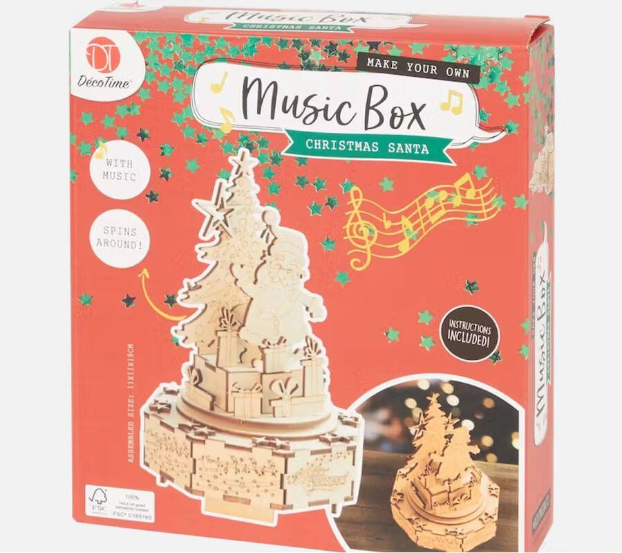 Deco time Muziekdoos Kerst Kerstman Christmas Santa Maak je eigen muziekdoos Music Box