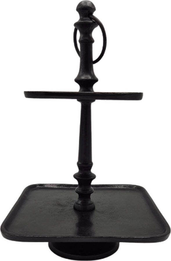 Deco4yourhome Etagère 2 Laags Metaal Vierkant Zwart Black Vegas