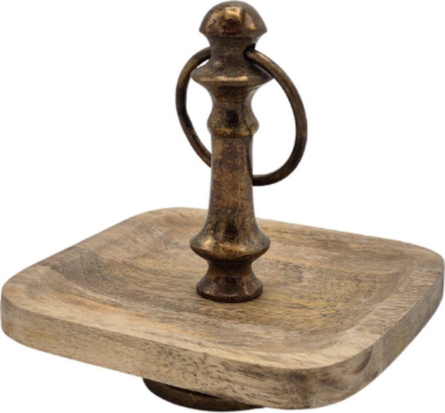 Deco4yourhome Etagère Miles 1 Laags Amberblokjes Schaal Naturel Zwart Black