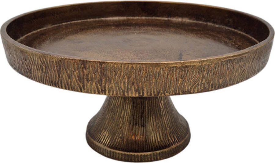 Deco4yourhome Taartplateau Dienblad op voet Antiek Goud Gold Rond 27cm