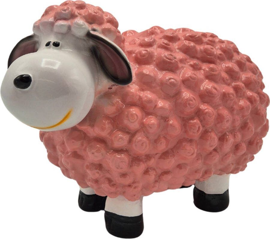 Deco4yourhome Tuinbeeld M Schaap Roze 23cm Schaapje Beeld
