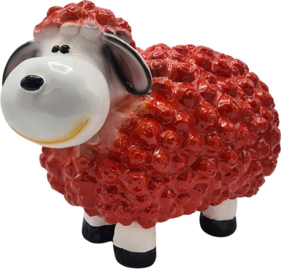 Deco4yourhome Tuinbeeld XL Schaap Rood 60cm Schaapje Beeld