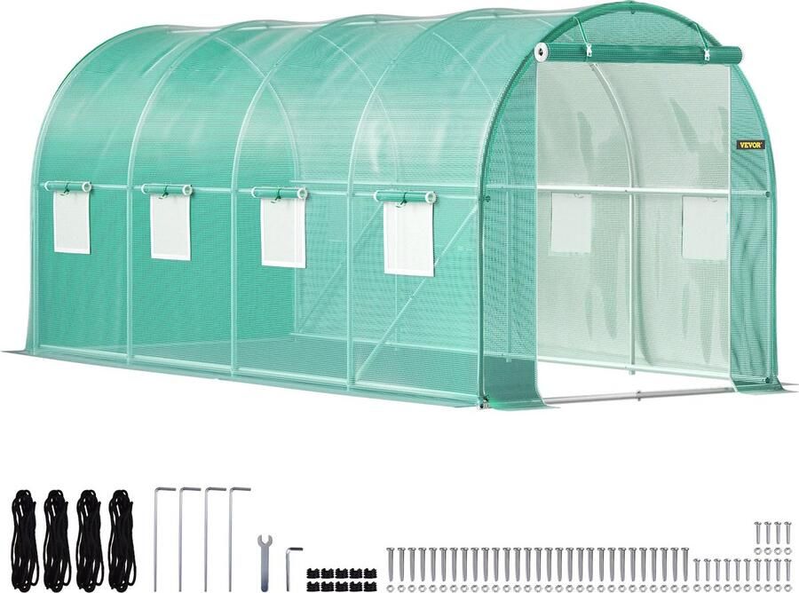 DecoCasa Tuinkas Broeikas Tuinkast Tunnelkas Waterdicht Groen 4 5M x 2 1M x 2 1M (LxBxH)