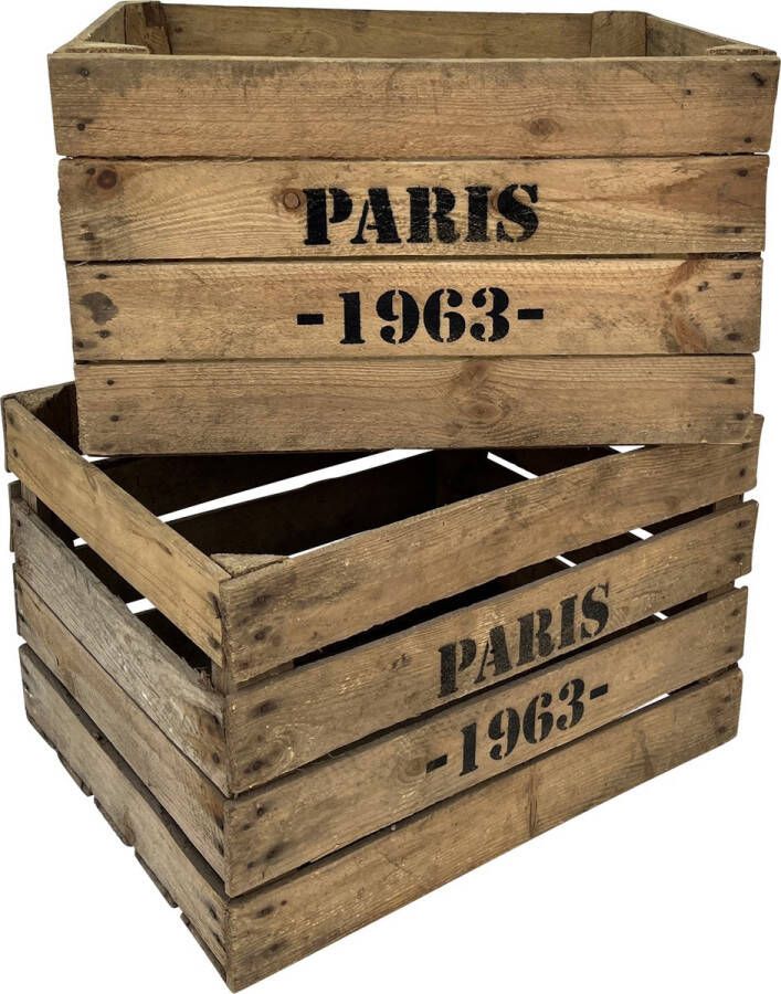DecoLis.NL Fruitkist Paris 1963 Set van drie kisten