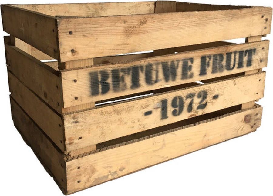 DecoLis.NL Gebruikt huiten kistje met opdruk Betuwe Fruit 1972 Set van drie fruitkisten