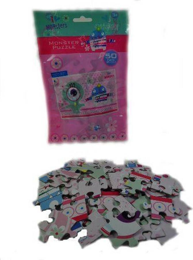 Merkloos Sans marque 6 Stuks Puzzels I Love Monsters Puzzels 50 stukjes Uitdeelcadeautjes Uitdeel Traktatie voor kinderen Meisjes