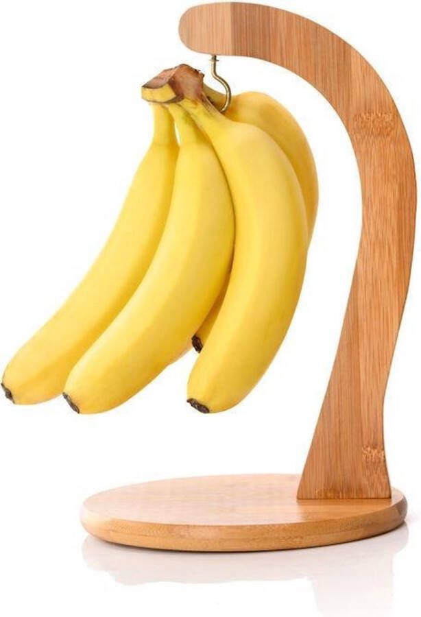 Merkloos Sans marque Decopatent Bananenhouder Bamboe Bananenhanger met ophanghaak Druivenhouder Hout Fruitmand Banaan ophangen Bananenhaak