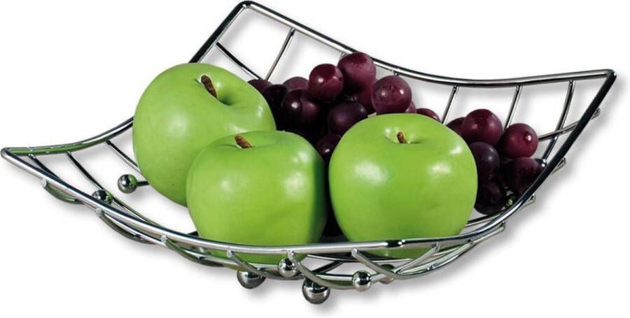 Merkloos Sans marque Fruitschaal Vierkant Schaal voor fruit Design Fruitmand Metaal Afm: 26 x 24 x 9.5 Cm Zilver kleurig