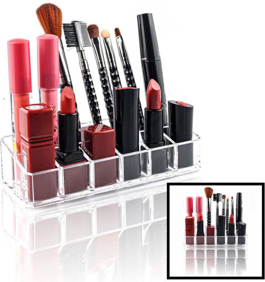 Merkloos Sans marque Decopatent Make up Organizer 12 Vakken Makeup Organizer Transparant Cosmetica Lippenstift Nagellak Brushes Kwasten