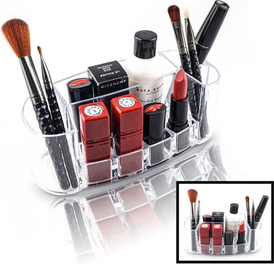 Merkloos Sans marque Decopatent Make up Organizer 8 Vakken Makeup Organizer Transparant Cosmetica Lippenstift Nagellak Brushes Kwasten
