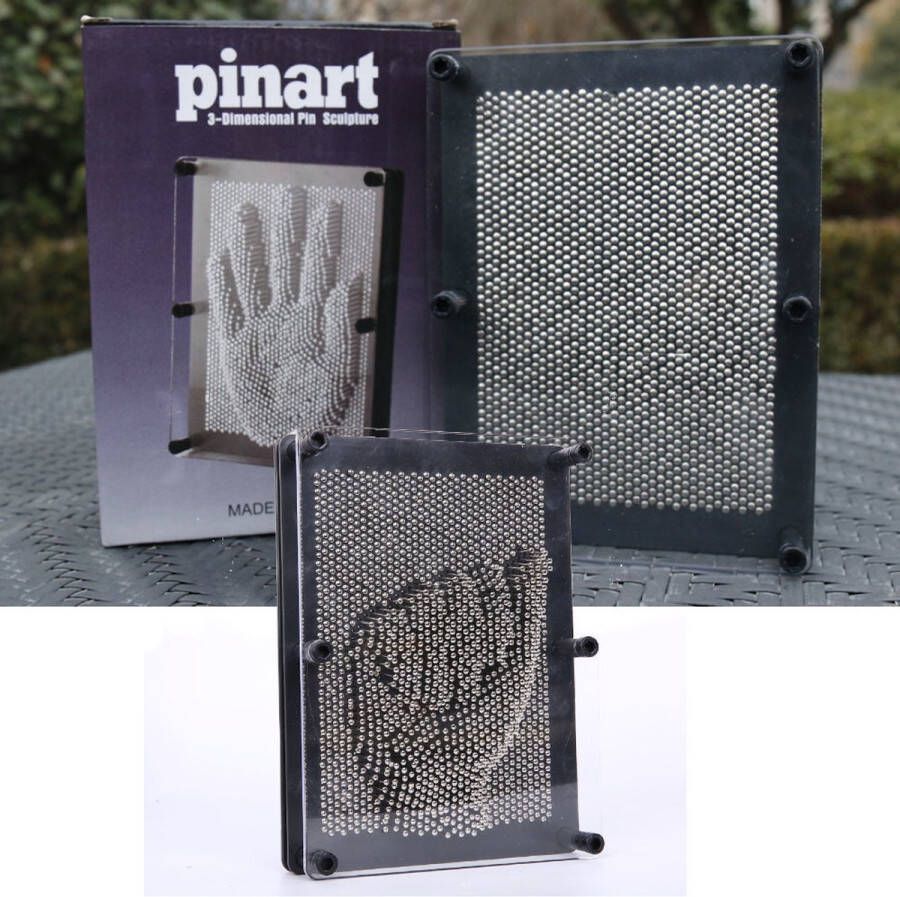 Merkloos Sans marque Decopatent Pin Art XL Spijkerspel Pinart spijkerbed Pinnen spel Spijkerspel 3D afdruk Handafdruk Spellen met spijkers Zwart 15x20 Cm