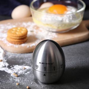 Merkloos Sans marque Decopatent RVS Kookwekker Eierwekker Kookwekker analoog metaal Ei wekker Egg timer Keuken Kook wekker in vorm van ei