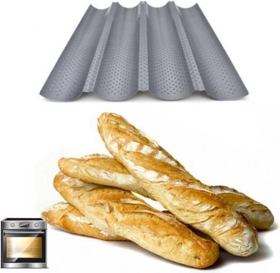 Merkloos Sans marque Decopatent Stokbroodvorm Bakvorm voor Stokbrood 4 rijen Baguette bakvorm Stokbroodvorm patisse 38 x 33 x 2 Cm