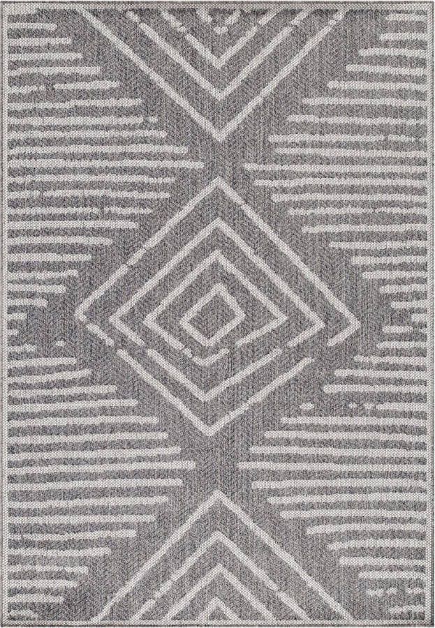 Decor24-AY Buitenvloerkleed met patronen Aruba grijs 4902 80x150 cm