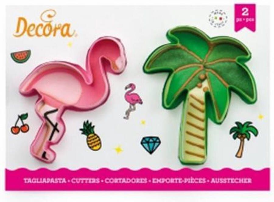 Decora Koekjes Uitsteker Set Flamingo & Palm -2st