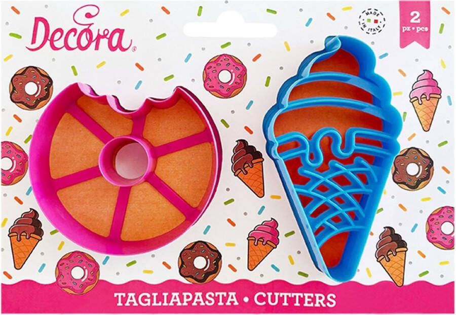 Decora Koekjesuitsteker Plastic Donut en IJsje pk 2