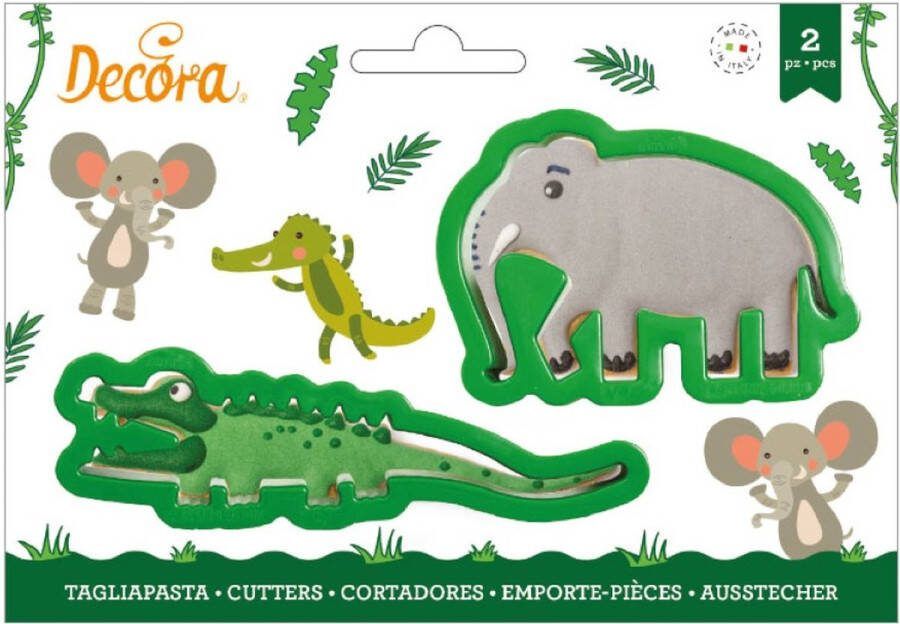 Decora Koekjesuitsteker Plastic Krokodil en Olifant pk 2