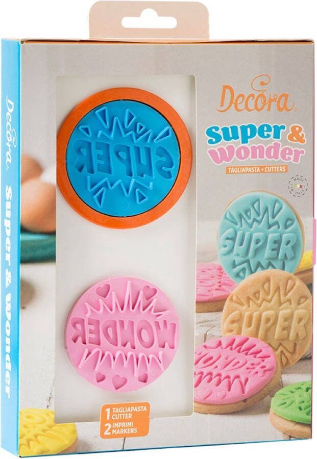 Decora Koekjesuitsteker Plastic Super & Wonder pk 3 met stempel